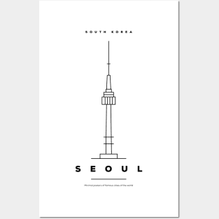 Seoul Minimal Black Line Design Posters and Art